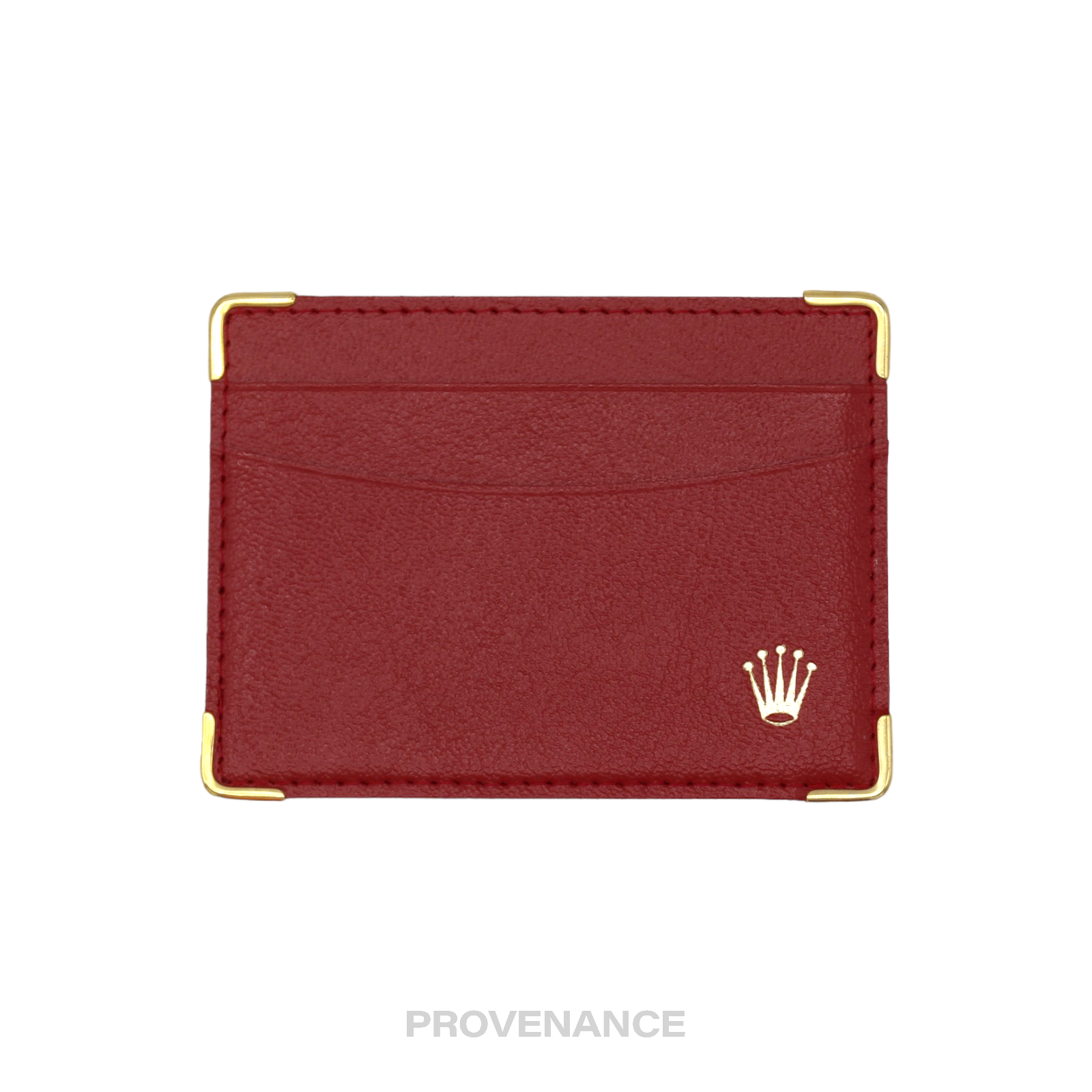 Rolex Card Holder Wallet  Red Calfskin Leather